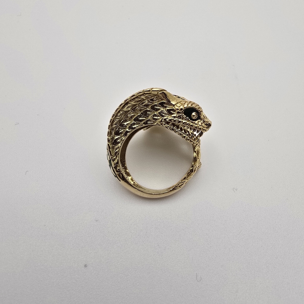 Vintage Alexis Bittar 18K Yellow Gold Polychromed Enamel & Ruby Cobra Ring - Picture 13 of 15
